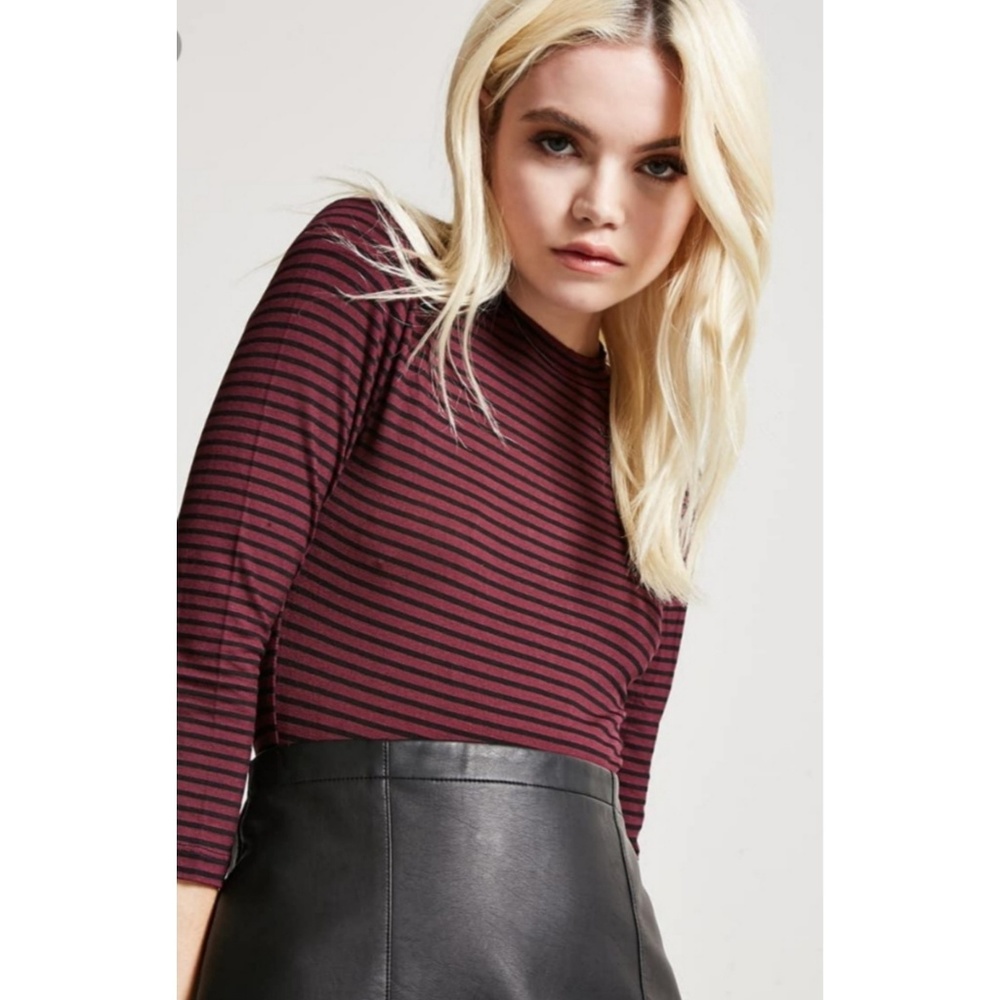 Burgandy and black striped long sleeve